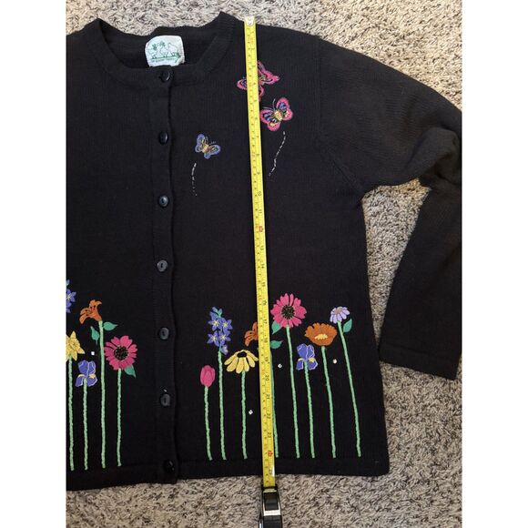 Quacker Factory Beaded Floral & Butterfly Cardigan Sweater - Size Large - Picture 5 of 5